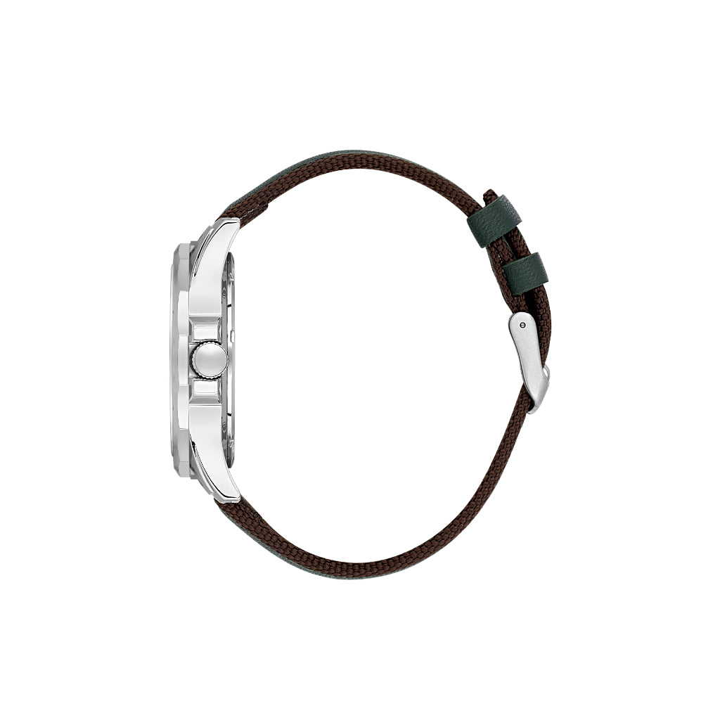 Daniel Klein Premium Dark Brown/Dark Green Leather/ Nylon Watch for Men DK.1.14200-3