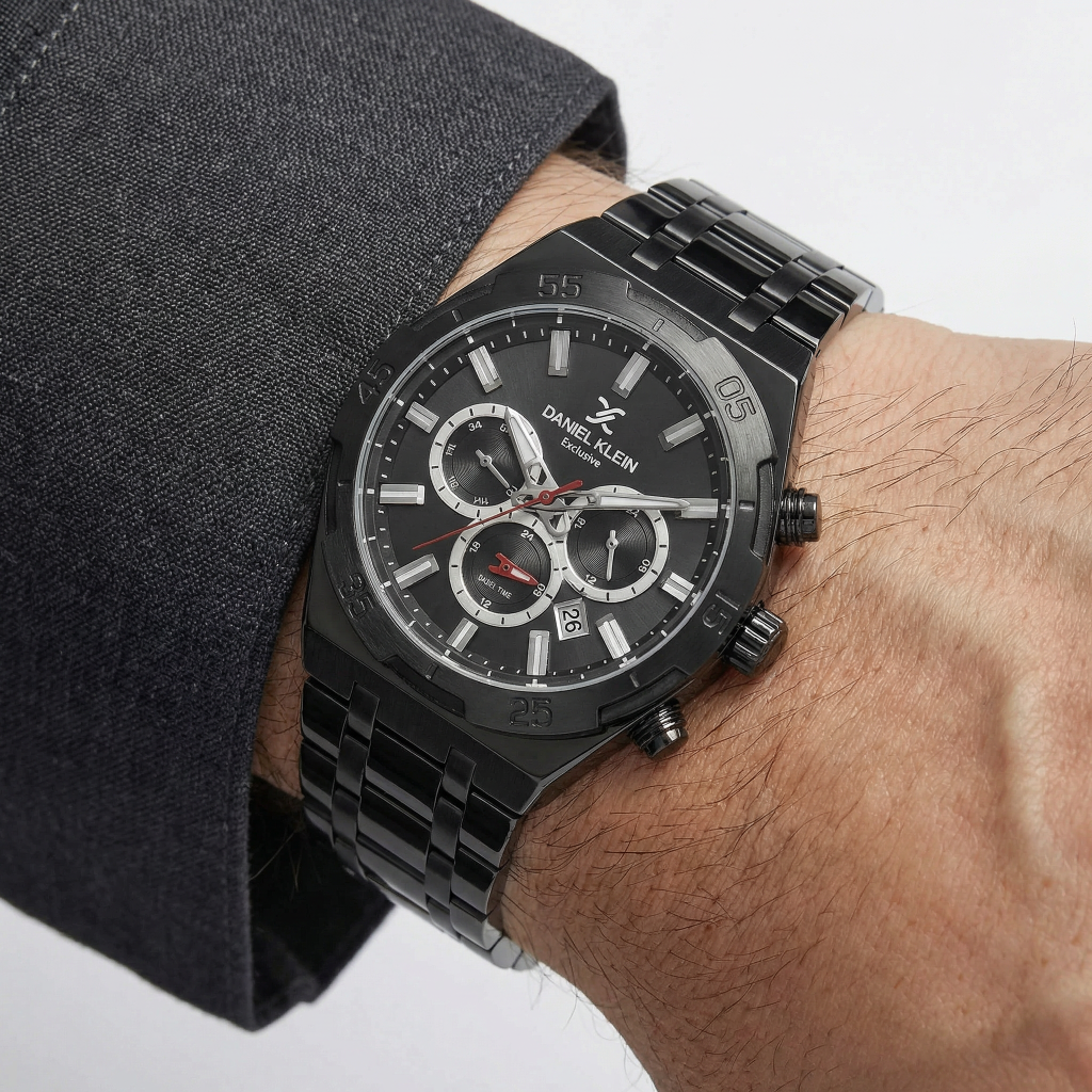 Daniel Klein Exclusive Black Stainless Steel Watch for Men DK.1.14207-5
