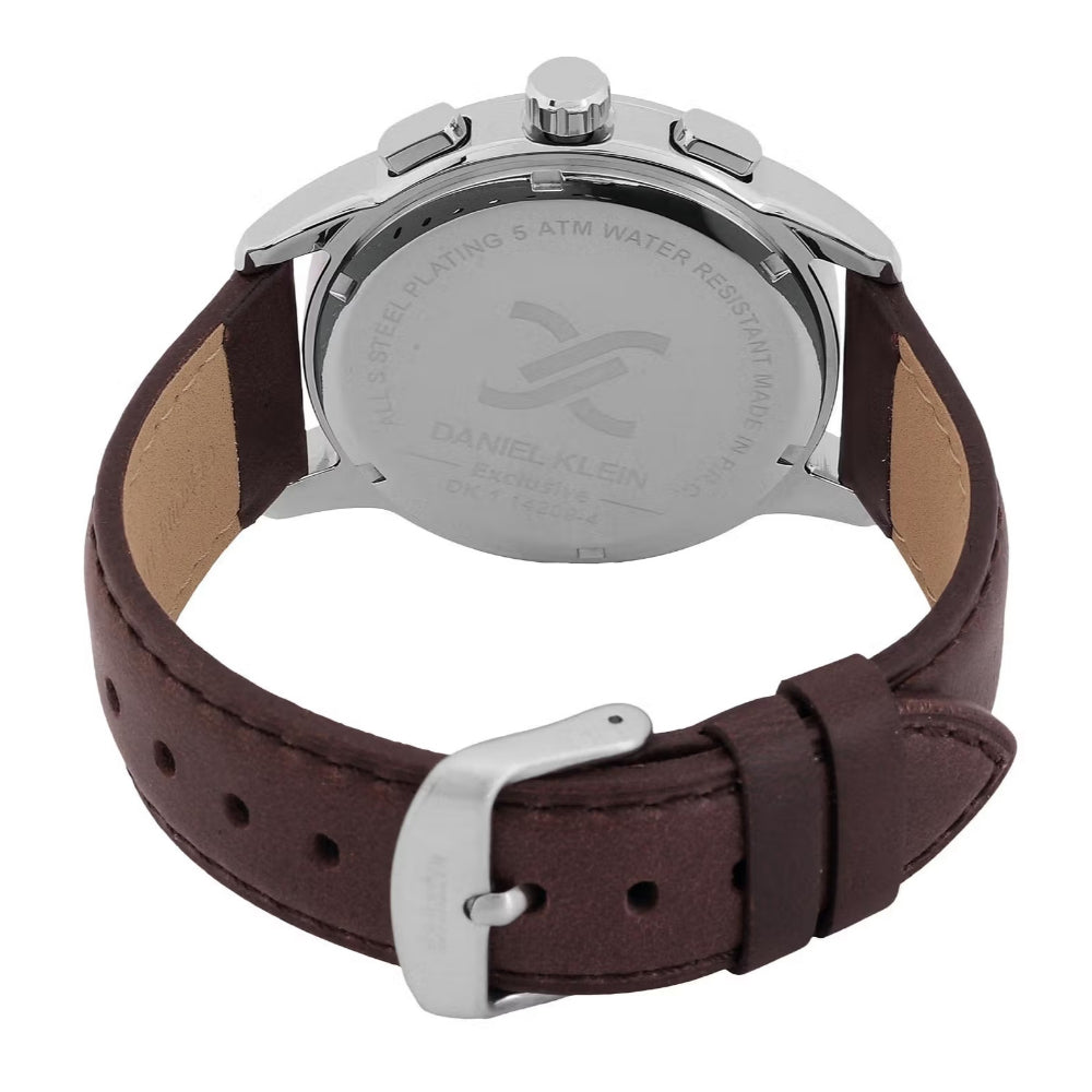 Daniel Klein Exclusive Dark Brown Leather Watch for Men DK.1.14209-4