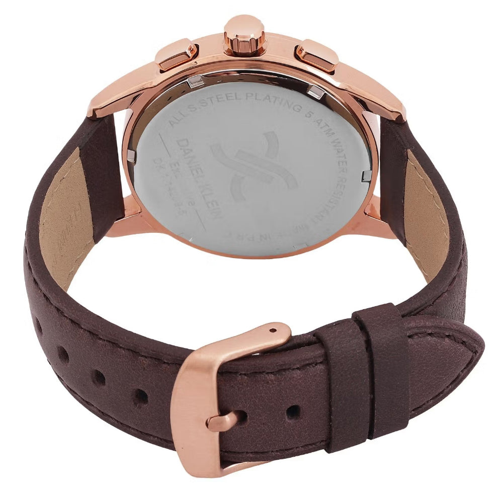 Daniel Klein Exclusive Dark Brown Leather Watch for Men DK.1.14209-5