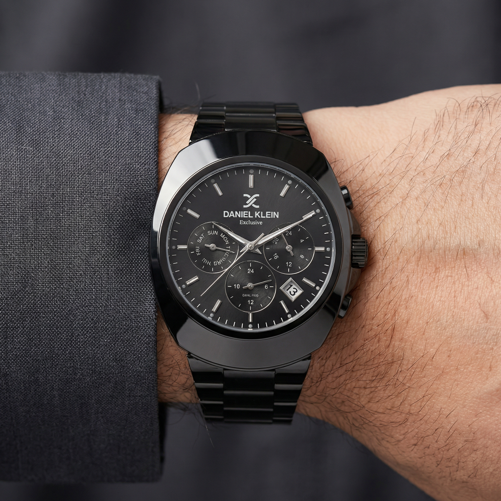 Daniel Klein Exclusive Black Stainless Steel Watch for Men DK.1.14211-6