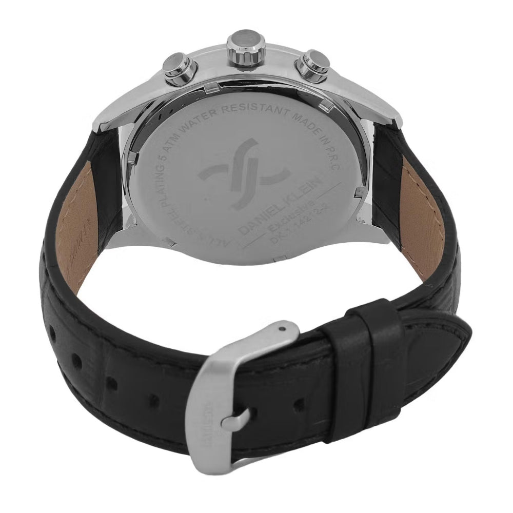 Daniel Klein Leather Black Watch for Men DK.1.14212-1