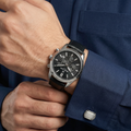 Daniel Klein Exclusive Black Leather Watch for Men DK.1.14212-2