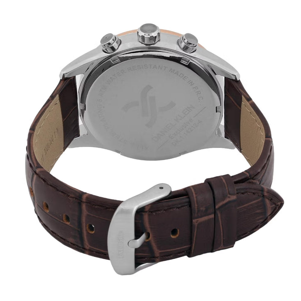 Daniel Klein Exclusive Dark Brown Leather Watch for Men DK.1.14212-4