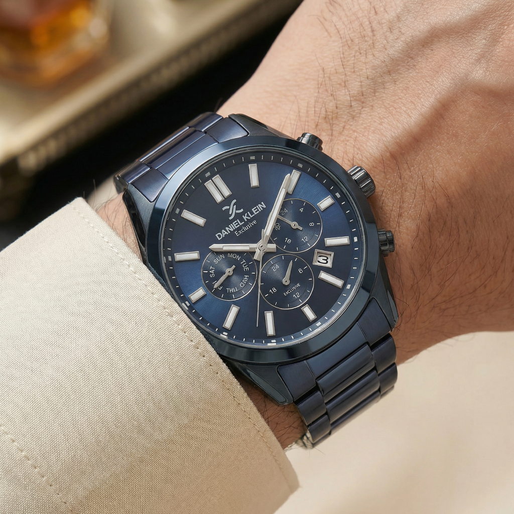 Daniel Klein Exclusive Blue Stainless Steel Watch for Men DK.1.14213-5
