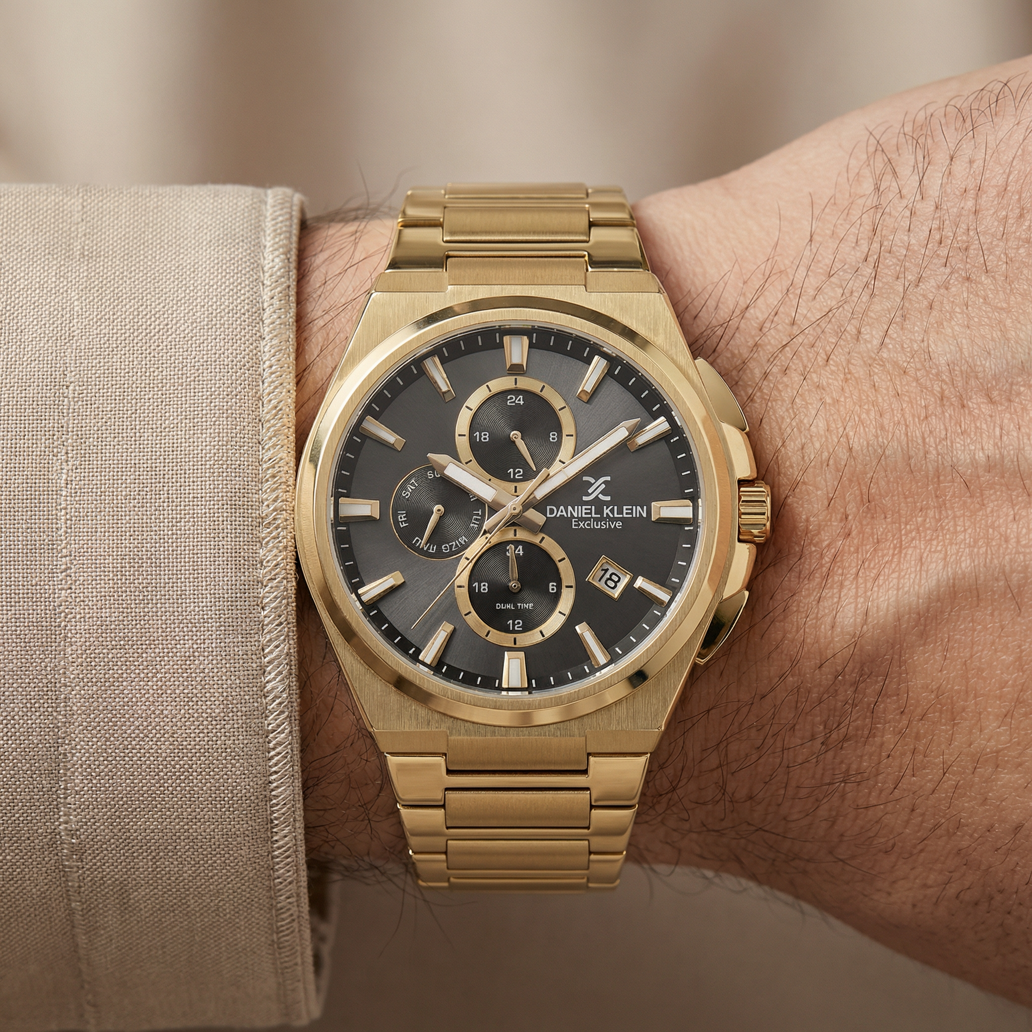 Daniel Klein Exclusive Gold Stainless Steel Watch for Men DK.1.14214-4