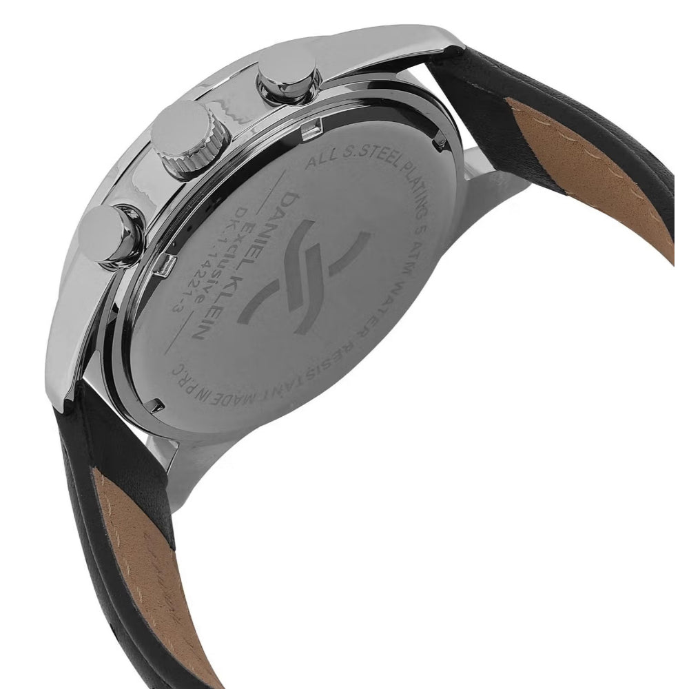 Daniel Klein Leather Black Watch for Men DK.1.14221-2