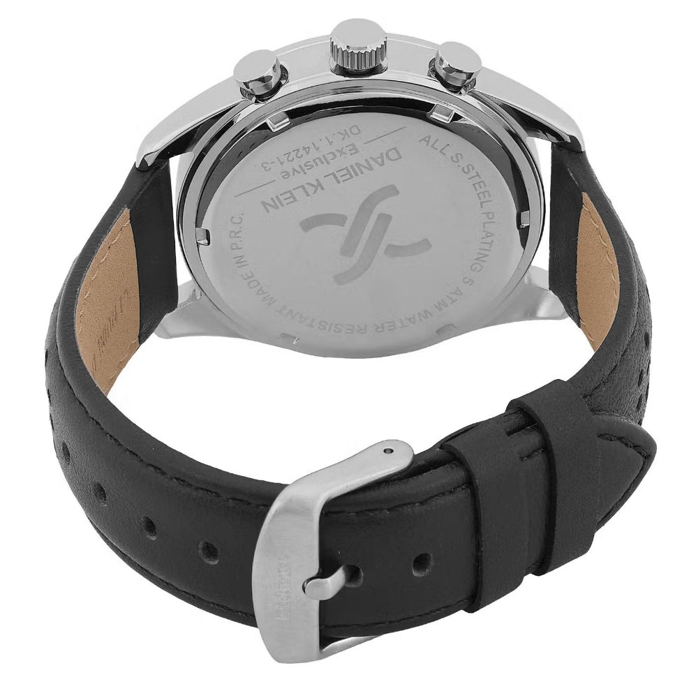Daniel Klein Exclusive Black Leather Watch for Men DK.1.14221-2