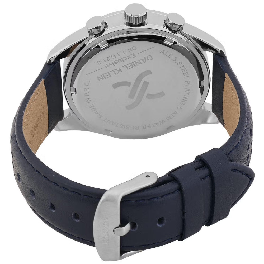 Daniel Klein Exclusive Dark Blue Leather Watch for Men DK.1.14221-3