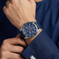 Daniel Klein Exclusive Dark Blue Leather Watch for Men DK.1.14221-3