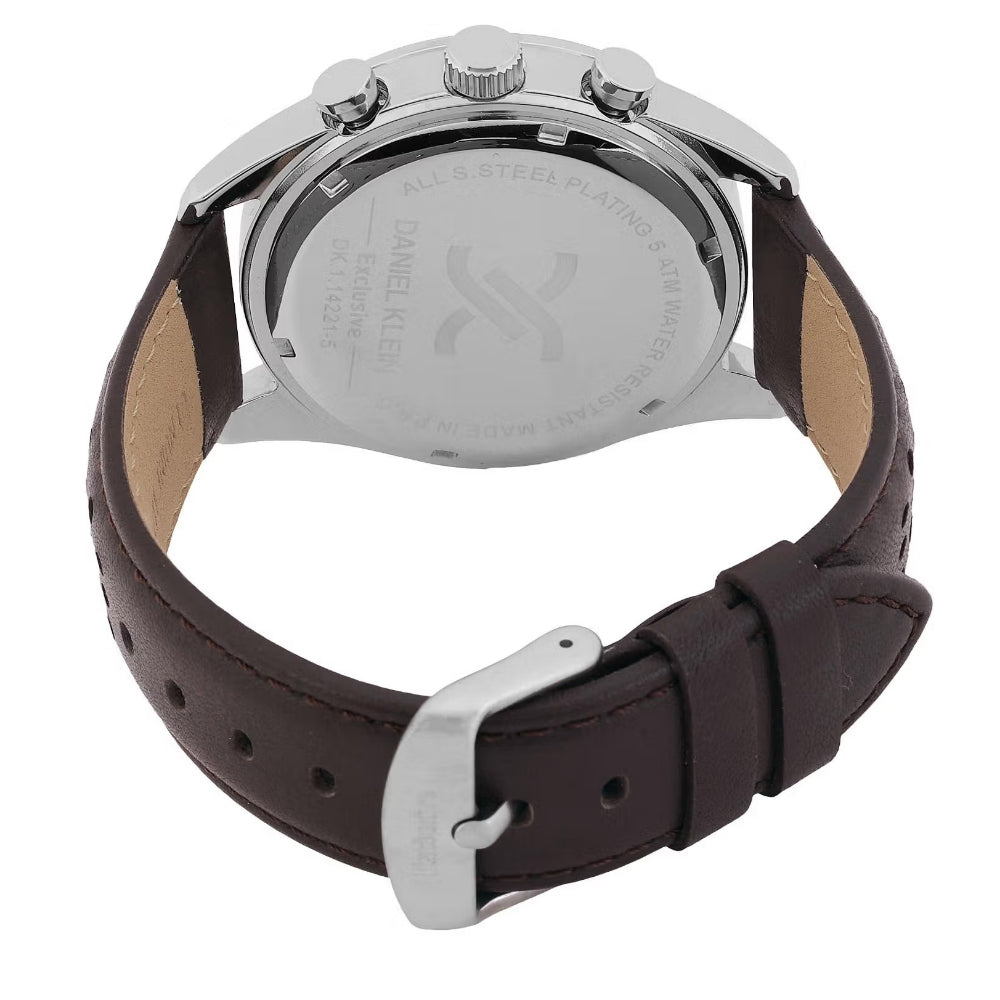 Daniel Klein Exclusive Dark Brown Leather Watch for Men DK.1.14221-5