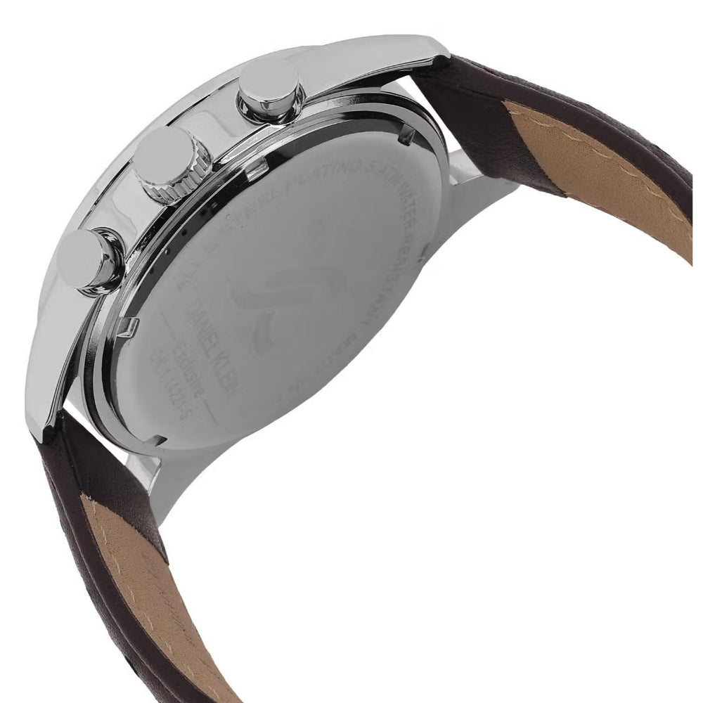 دانيال كلاين ساعة جلد بني داكن للرجال DK.1.14221-6