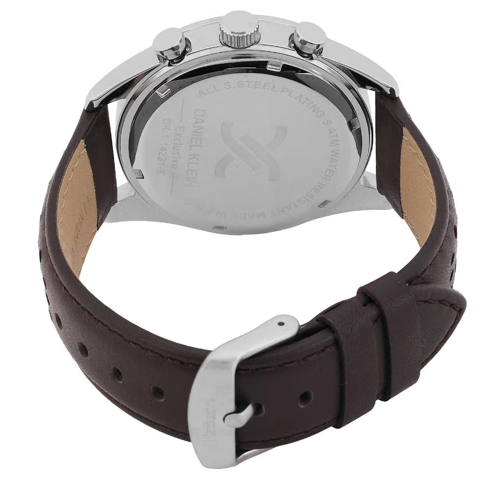 دانيال كلاين ساعة جلد بني داكن للرجال DK.1.14221-6