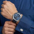 Daniel Klein Exclusive Dark Blue Leather Watch for Men DK.1.14223-3
