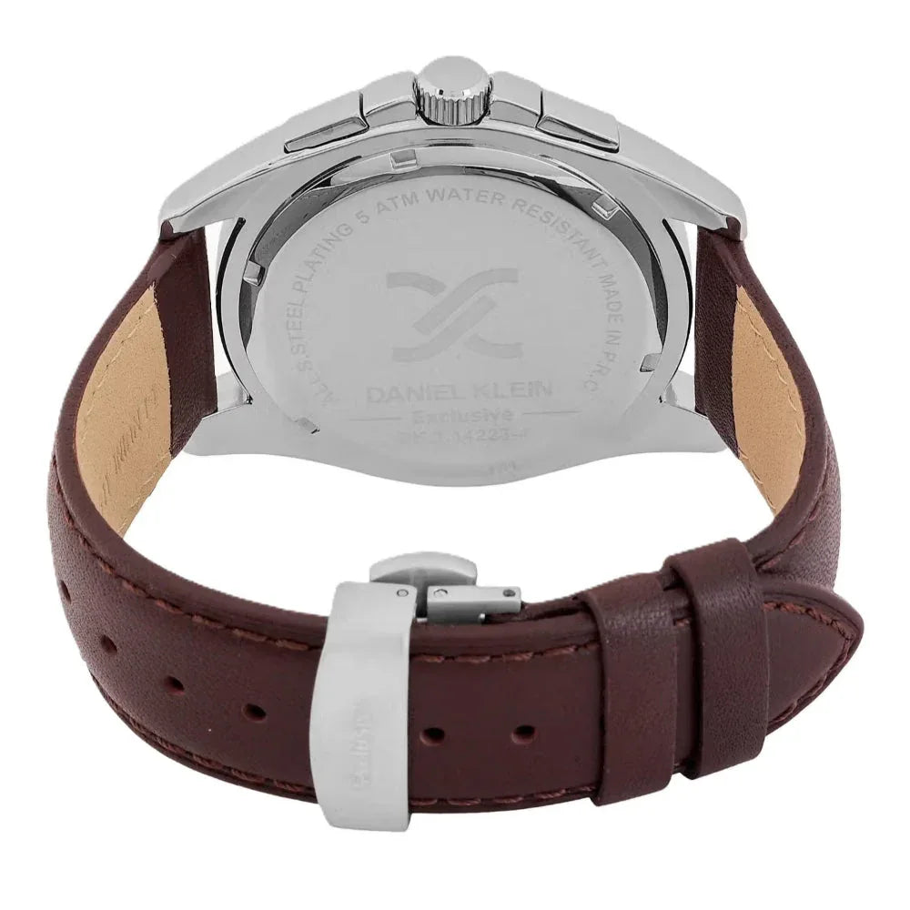 Daniel Klein Exclusive Dark Brown Leather Watch for Men DK.1.14223-5 - Daniel Klein Saudi Arabia