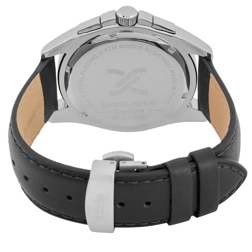 Daniel Klein Leather Black Watch for Men DK.1.14223-6