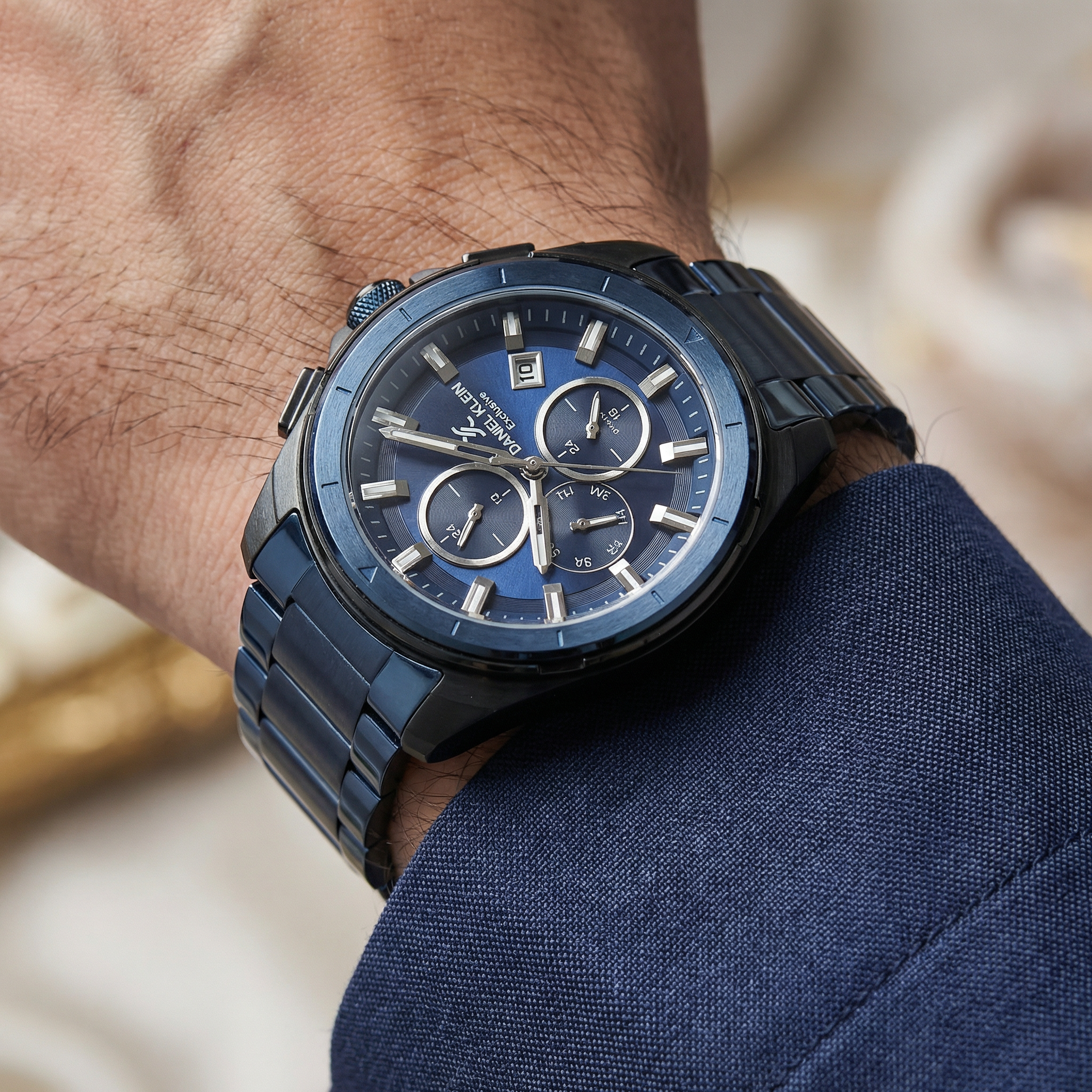 Daniel Klein Exclusive Blue Stainless Steel Watch for Men DK.1.14224-6