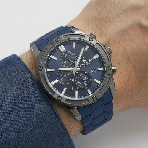 Daniel Klein Exclusive Blue Stainless Steel Watch for Men DK.1.14225-5