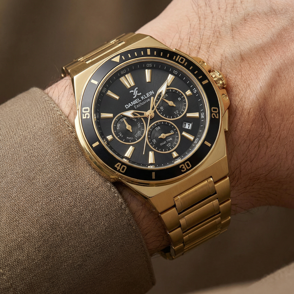 Daniel Klein Exclusive Gold Stainless Steel Watch for Men DK.1.14226-4