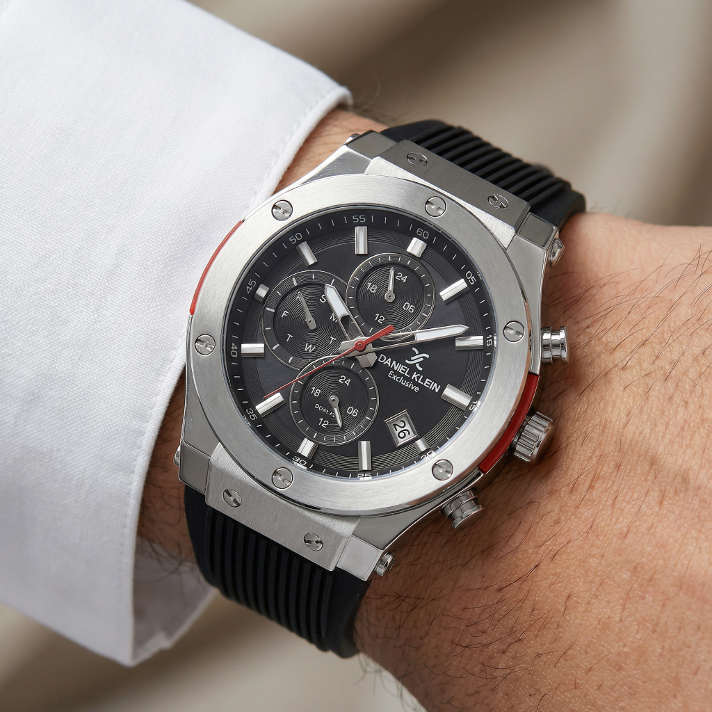 ساعة دانيال كلاين اكسكلوسف حزام سيليكون أسود للرجال DK.1.14228-1