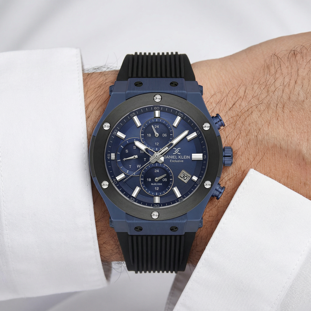 Daniel Klein Exclusive Black Silicone Band Watch for Men DK.1.14228-3