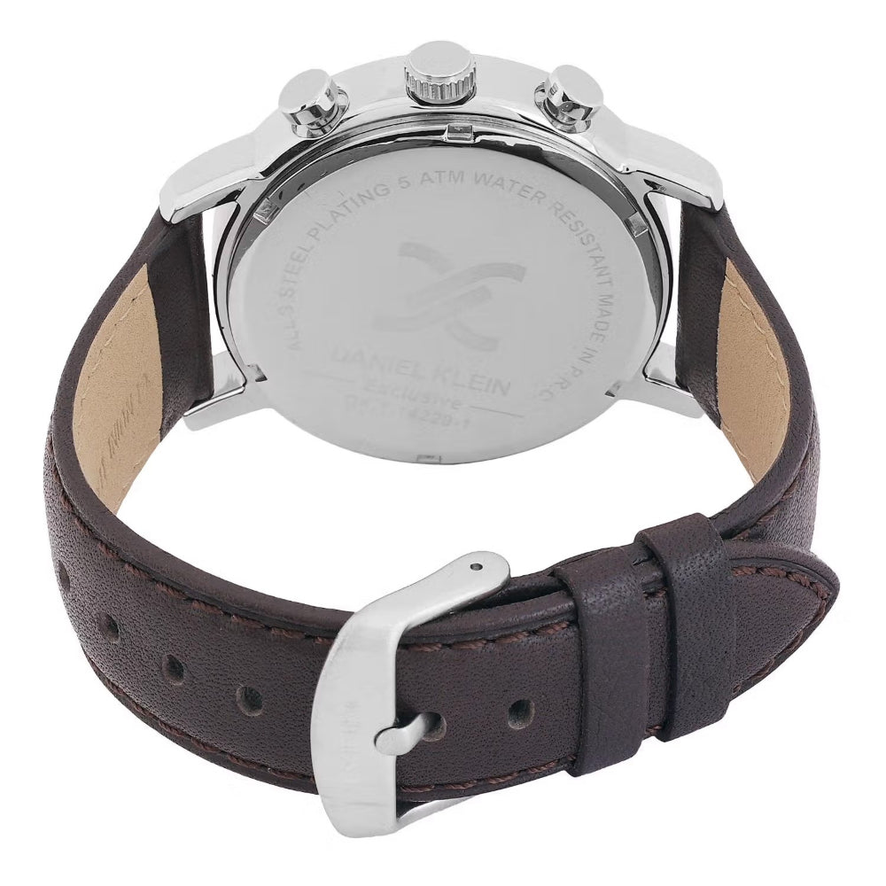 Daniel Klein Exclusive Dark Brown Leather Watch for Men DK.1.14229-1