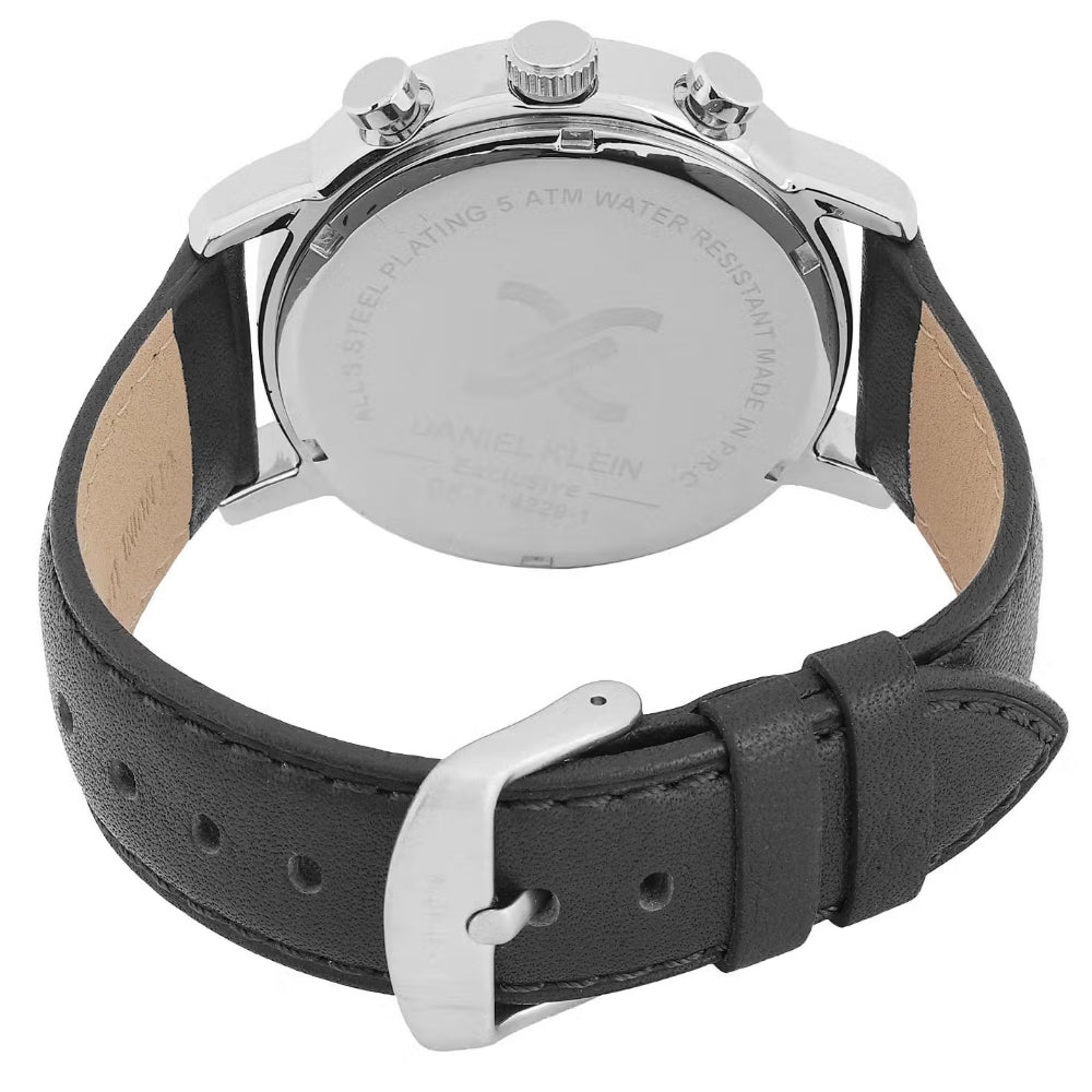 Daniel Klein Leather Black Watch for Men DK.1.14229-2