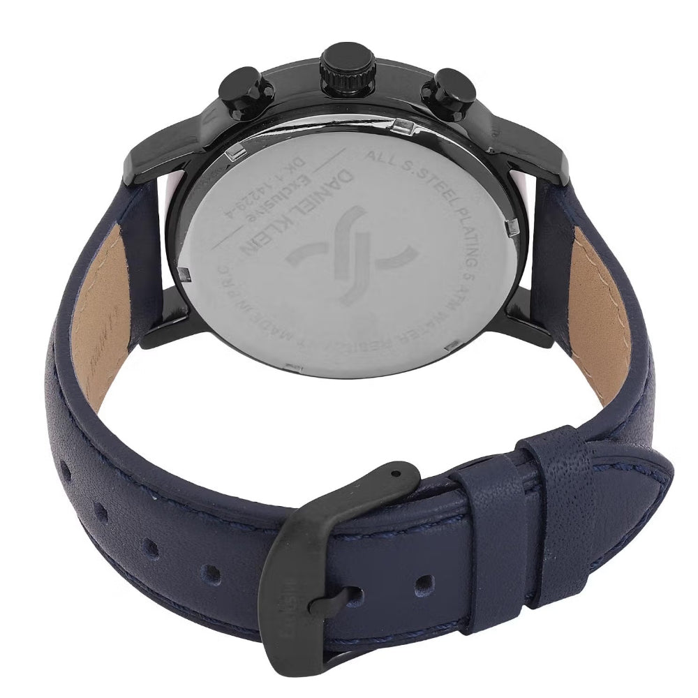 Daniel Klein Exclusive Dark Blue Leather Watch for Men DK.1.14229-4