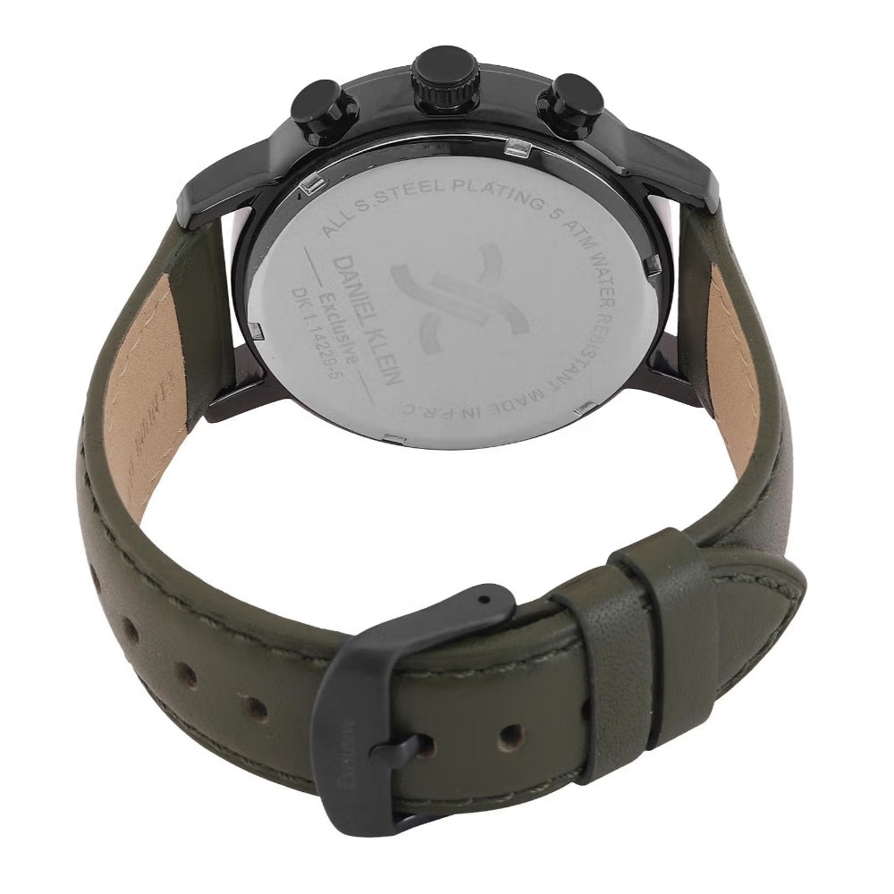 Daniel Klein Exclusive Dark Green Leather Watch for Men DK.1.14229-5