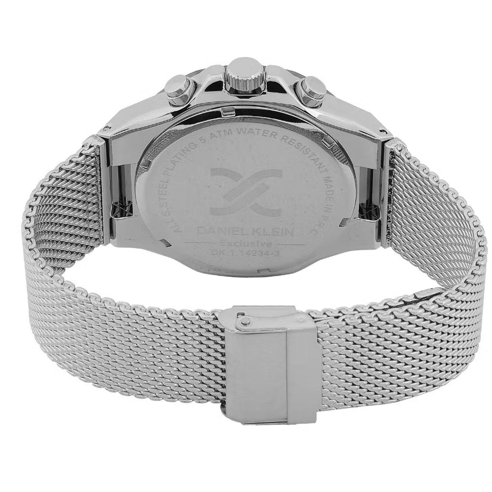 Daniel Klein Exclusive Silver Mesh Band Watch for Men DK.1.14234-3
