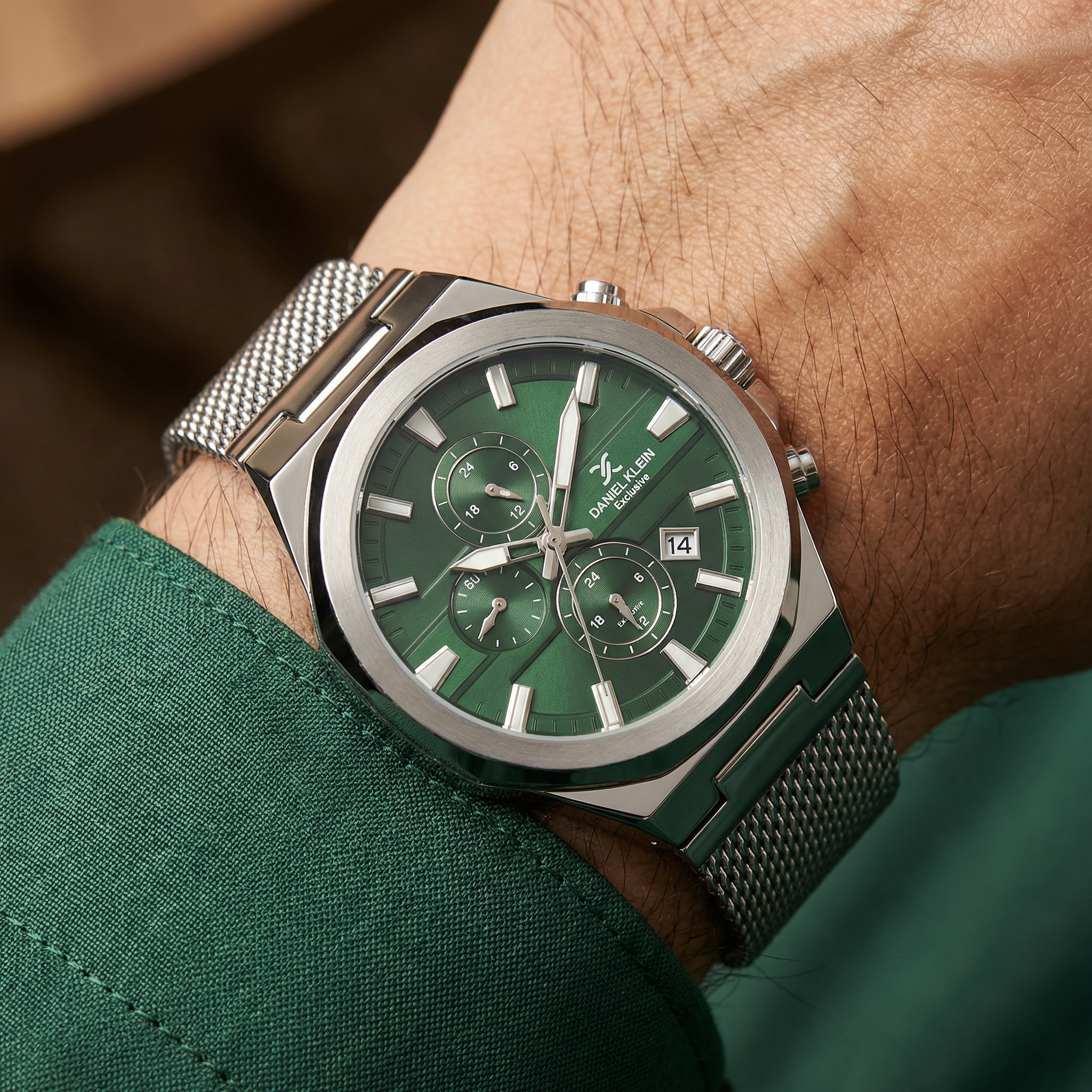 Daniel Klein Exclusive Silver Mesh Band Watch for Men DK.1.14234-3