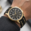 Daniel Klein Exclusive Black and Gold Stainless Steel and Silicone Watch for Men DK.1.14235-3