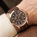 Daniel Klein Exclusive Dark Brown and Rose Gold Stainless Steel and Silicone Watch for Men DK.1.14235-5