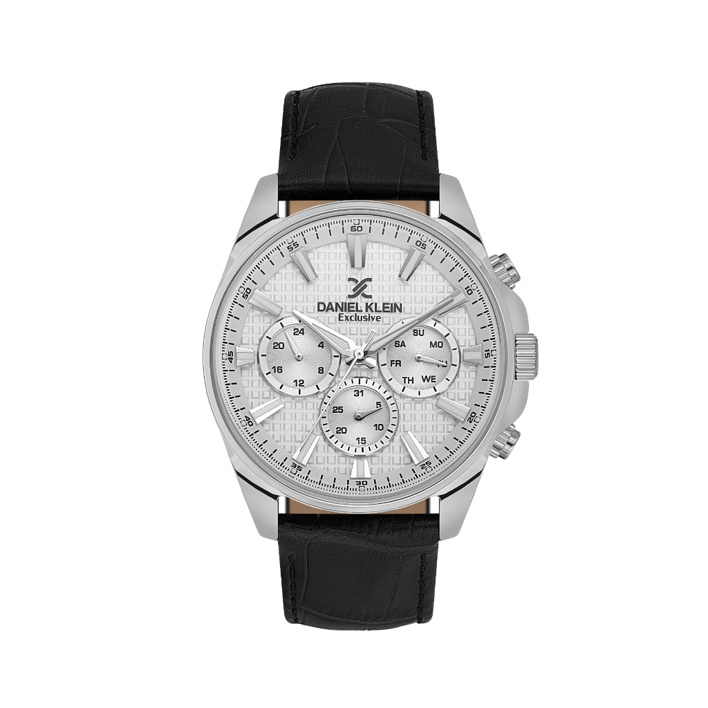 Daniel Klein Exclusive Black Leather Watch for Men DK.1.14239-1