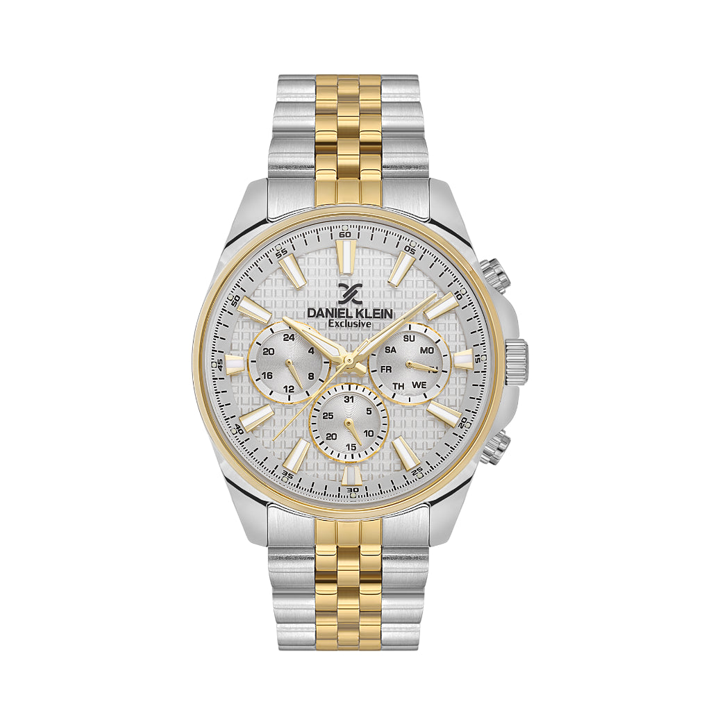 Daniel Klein Exclusive Silver and Gold Stainless Steel Watch for Men DK.1.14240-3