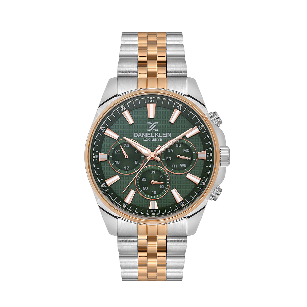 Daniel Klein Exclusive Silver and Rose Gold Stainless Steel Watch for Men DK.1.14240-4