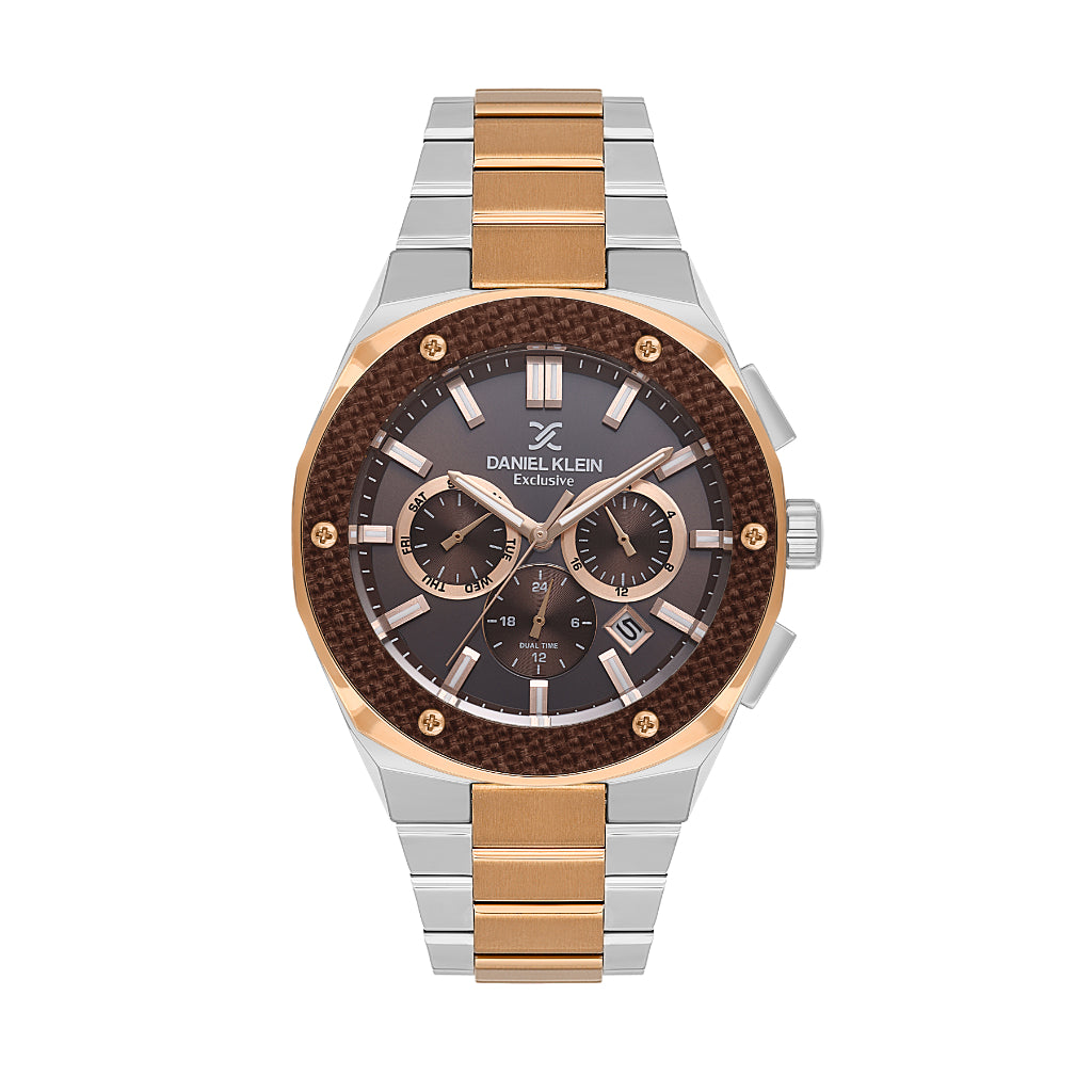 Daniel Klein Exclusive Silver and Rose Gold Stainless Steel Watch for Men DK.1.14241-4