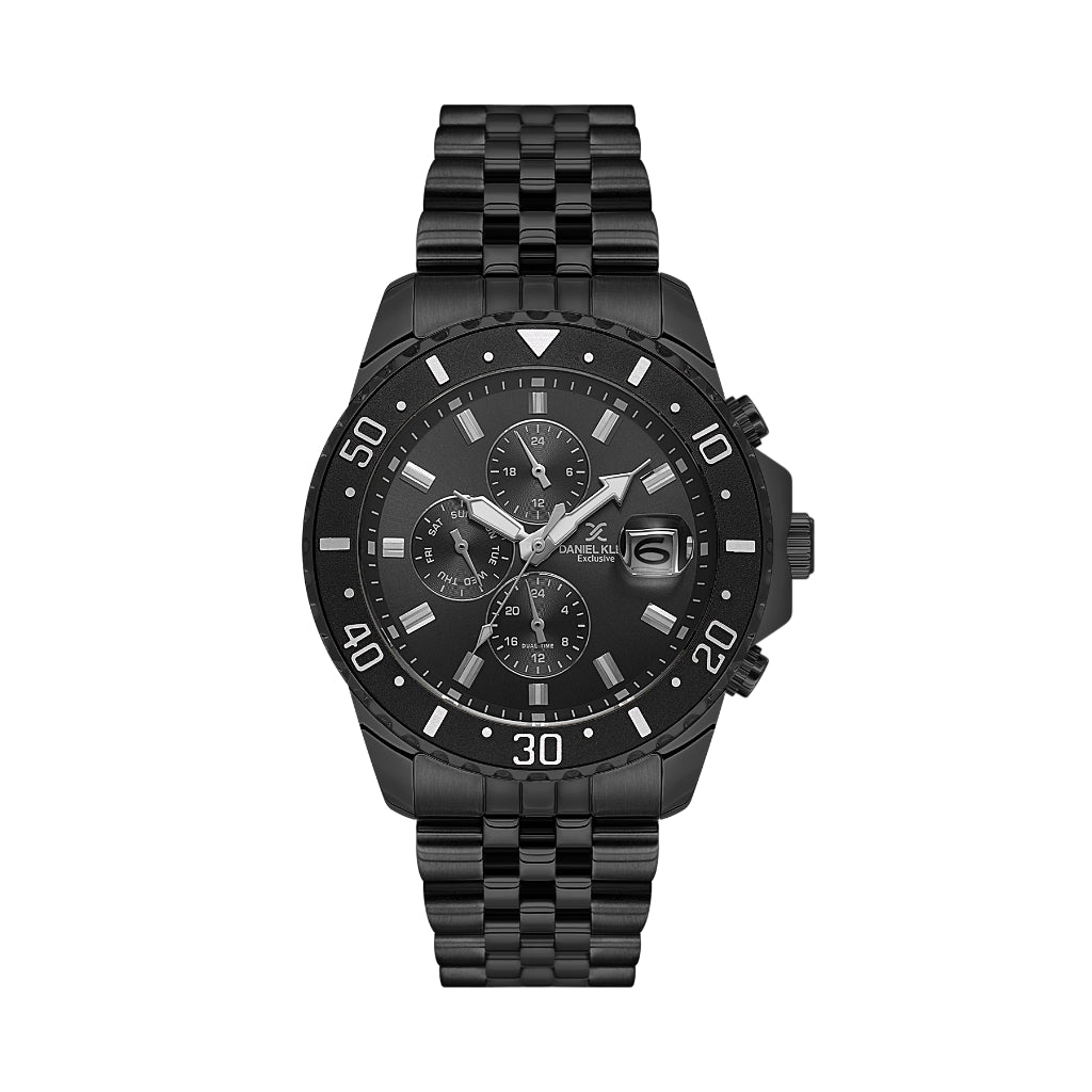 Daniel Klein Exclusive Black Stainless Steel Watch for Men DK.1.14243-5