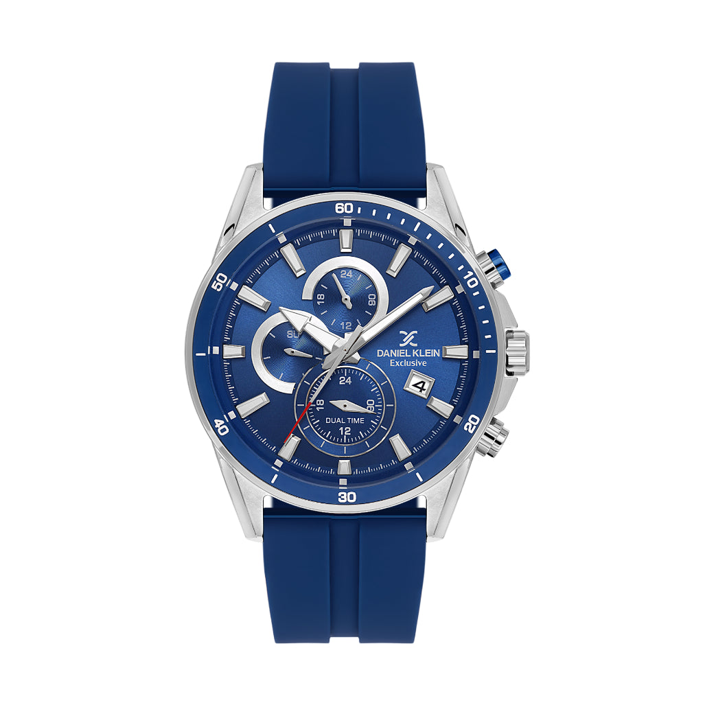 Daniel Klein Exclusive Dark Blue Silicone Watch for Men DK.1.14246-3