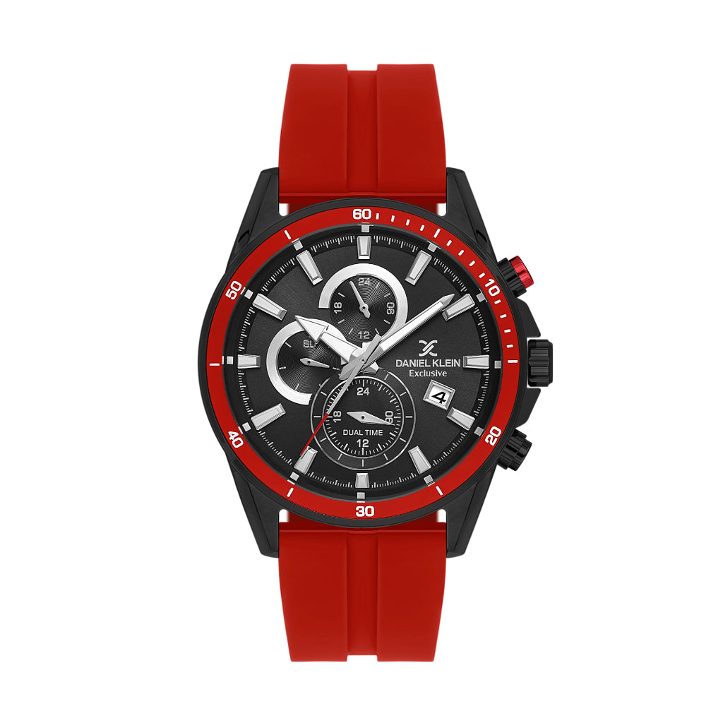 Daniel Klein Exclusive Dark Red Silicone Watch for Men DK.1.14246-5