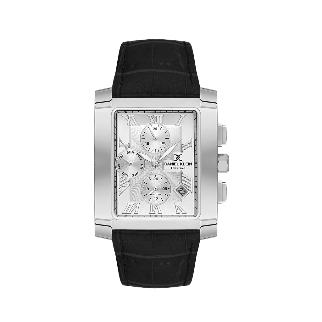 Daniel Klein Exclusive Black Leather Watch for Men DK.1.14249-1