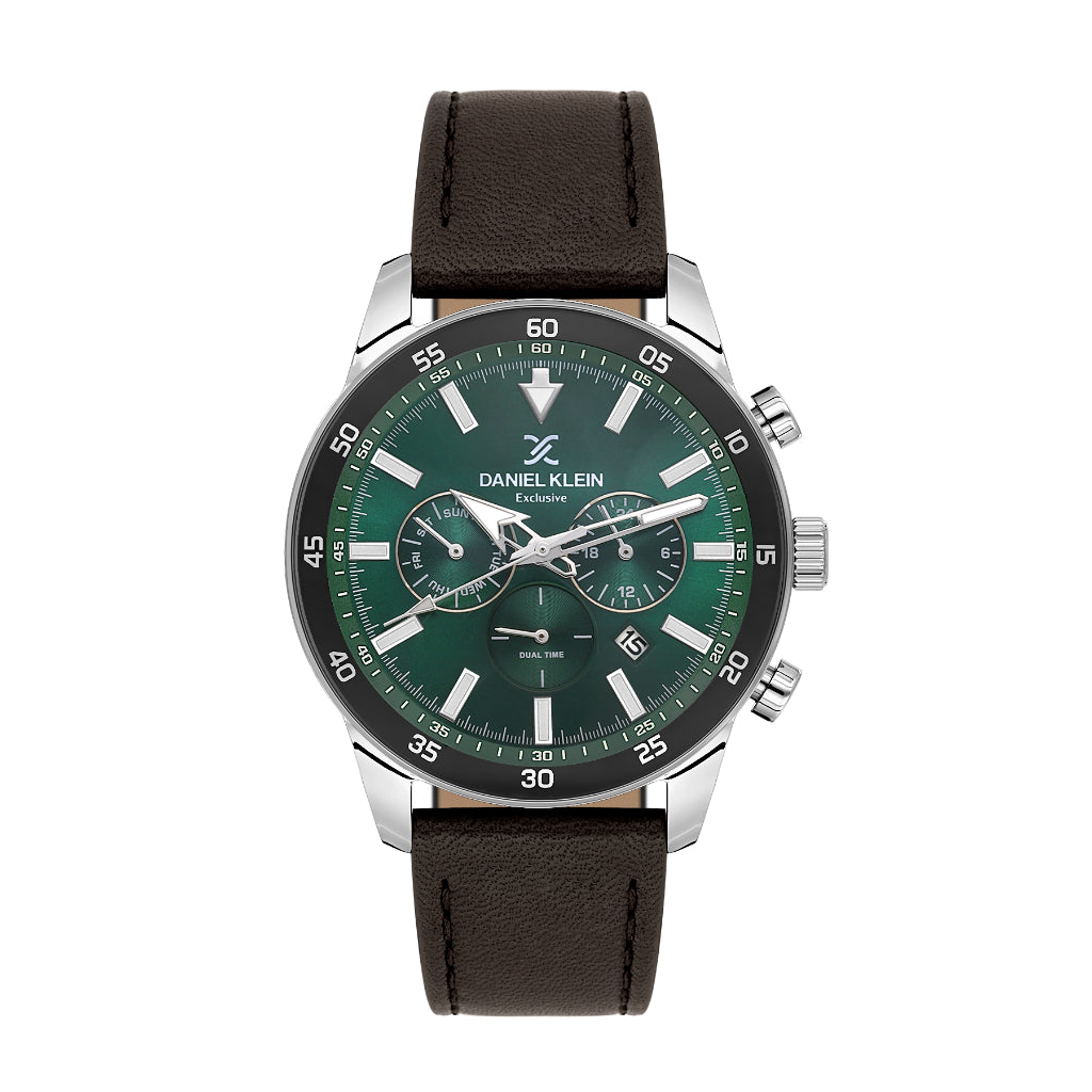 Daniel Klein Exclusive Dark Brown Leather Watch for Men DK.1.14255-4