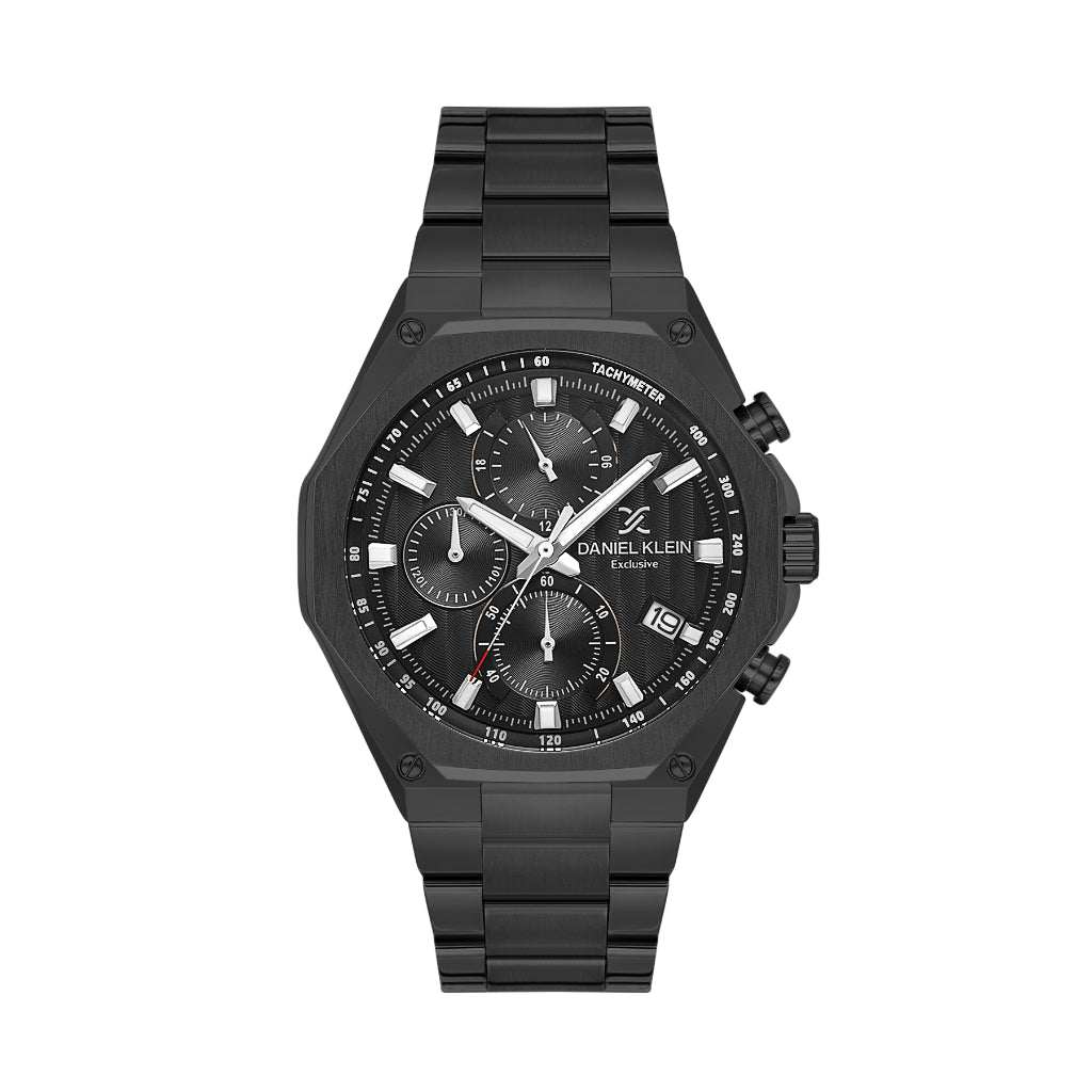 Daniel Klein Exclusive Black Stainless Steel Watch for Men DK.1.14257-4