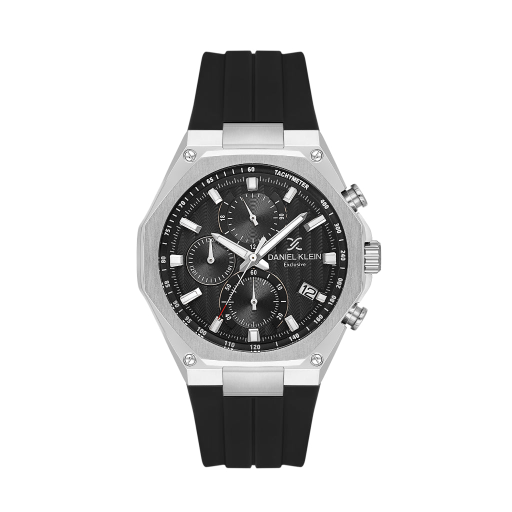 Daniel Klein Exclusive Black Silicone Watch for Men DK.1.14258-2