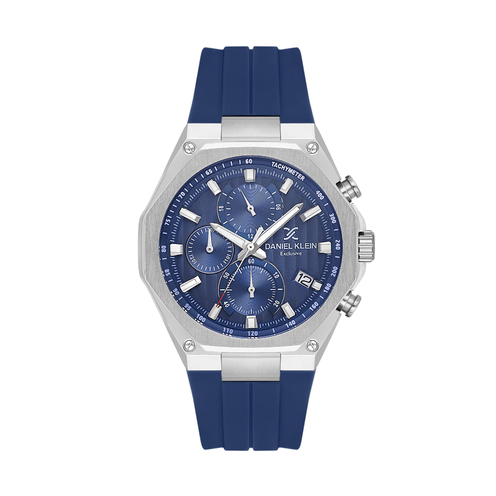 Daniel Klein Exclusive Dark Blue Silicone Watch for Men DK.1.14258-3