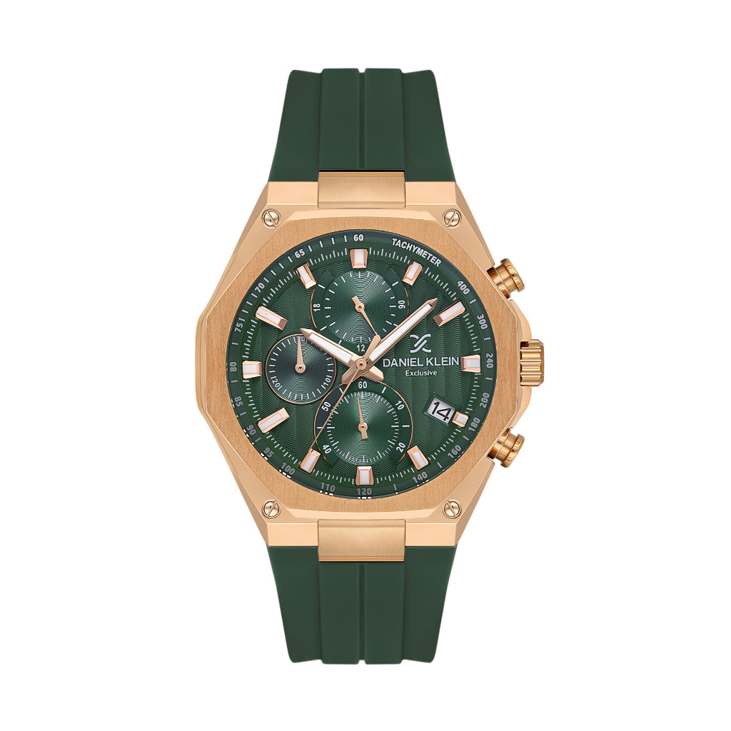 Daniel Klein Exclusive Dark Green Silicone Watch for Men DK.1.14258-4