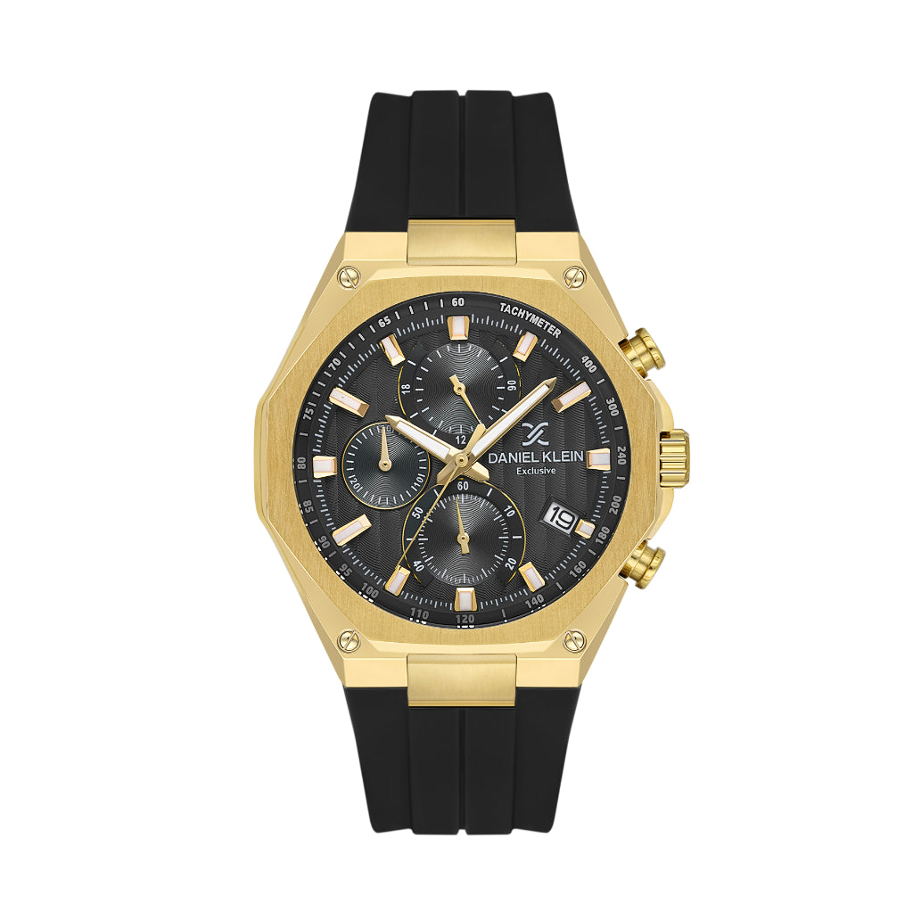 Daniel Klein Exclusive Black Silicone Watch for Men DK.1.14258-5