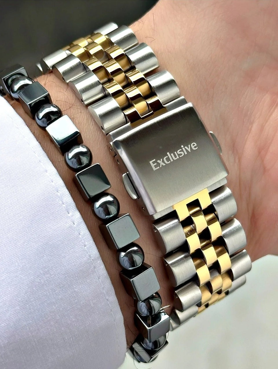 Daniel Klein Skeleton Silver and Gold Stainless Steel Watch for Men DK.1.14266-3