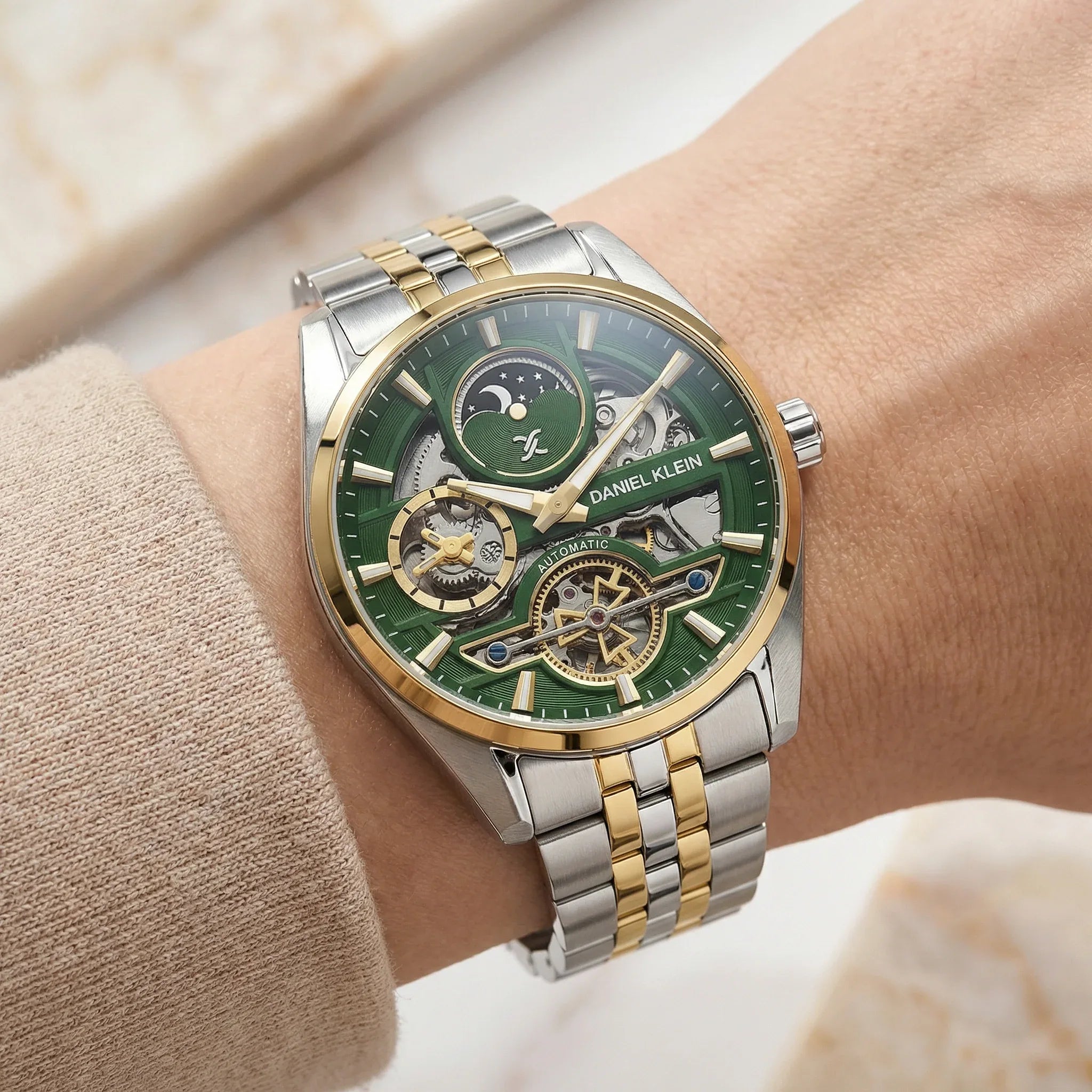 Daniel Klein Skeleton Silver and Gold Stainless Steel Watch for Men DK.1.14266-3 - Daniel Klein Saudi Arabia