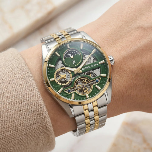 Daniel Klein Skeleton Silver and Gold Stainless Steel Watch for Men DK.1.14266-3 - Daniel Klein Saudi Arabia